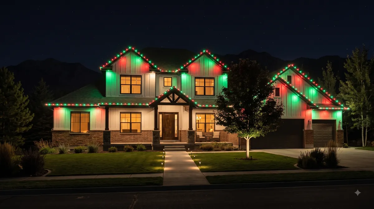 Modern farmhouse — Christmas colors on crisp gables